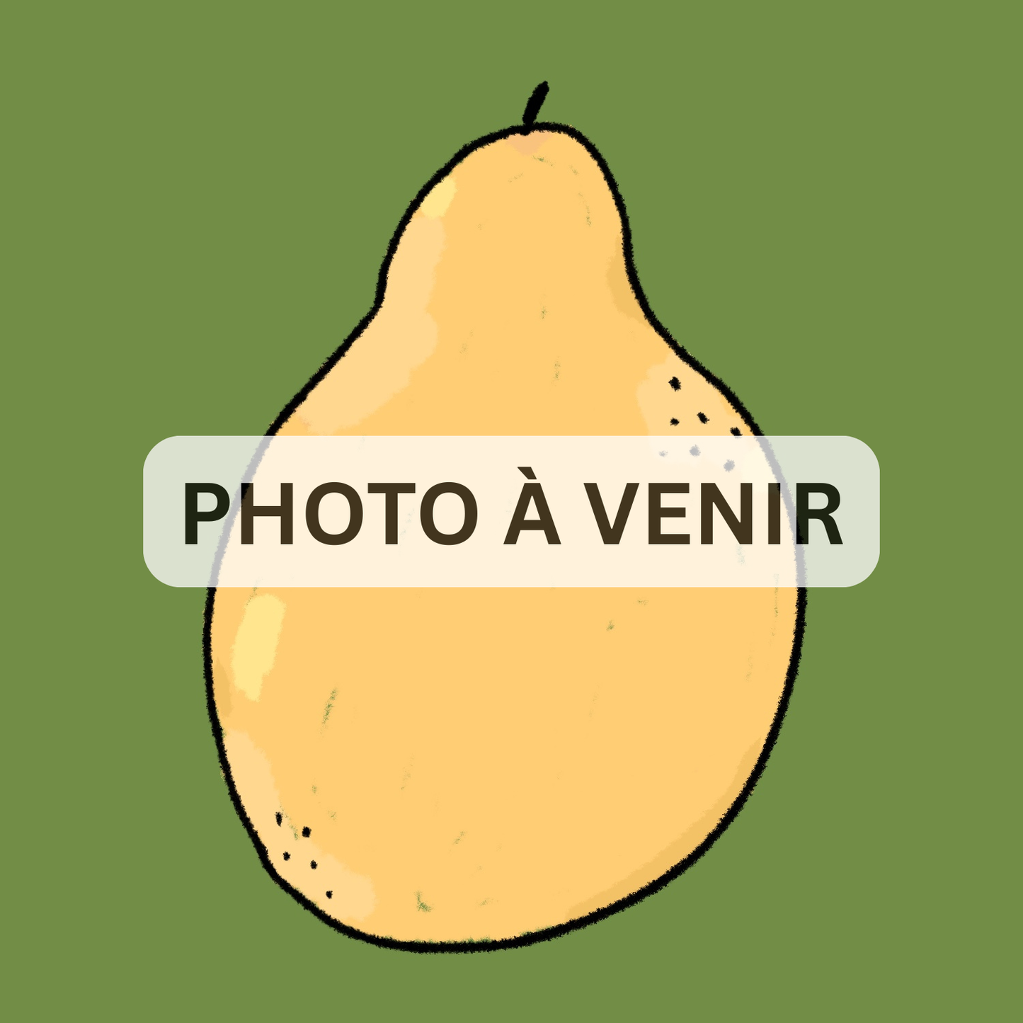 Dessin montrant une image d'une poire avec la mention à venir
